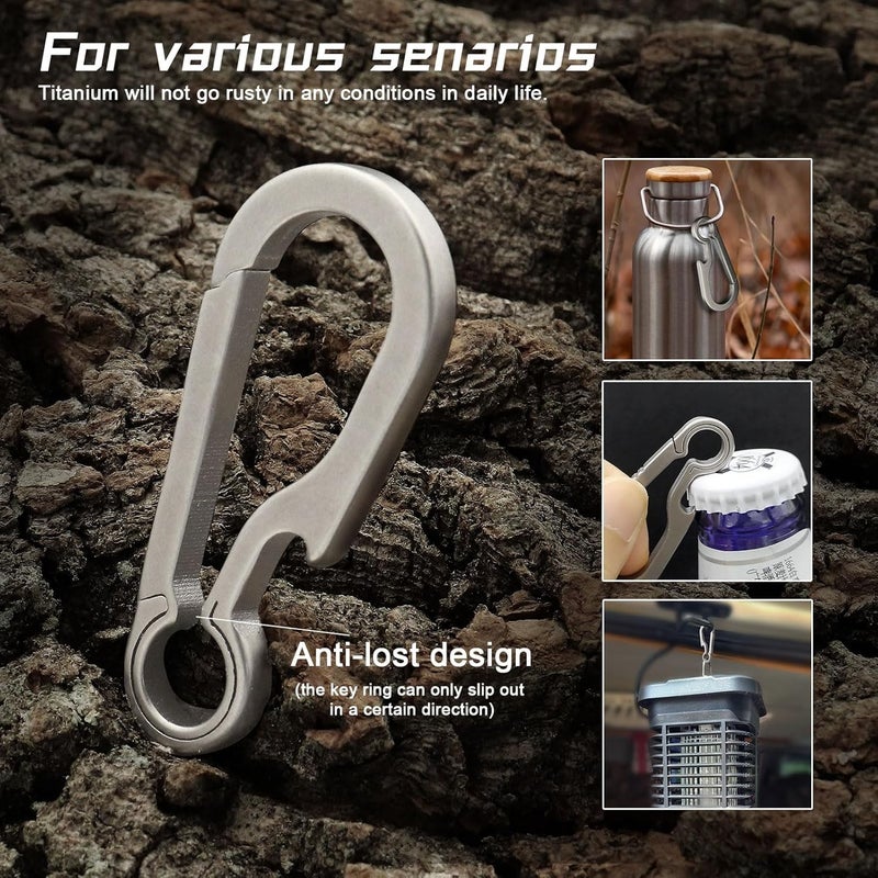 PJYTAC Titanium Carabiner Keychain Clip for Keys, Minimalist Heavy Duty Keychain Key Clip Holder EDC Quick Release Hooks - Image 5
